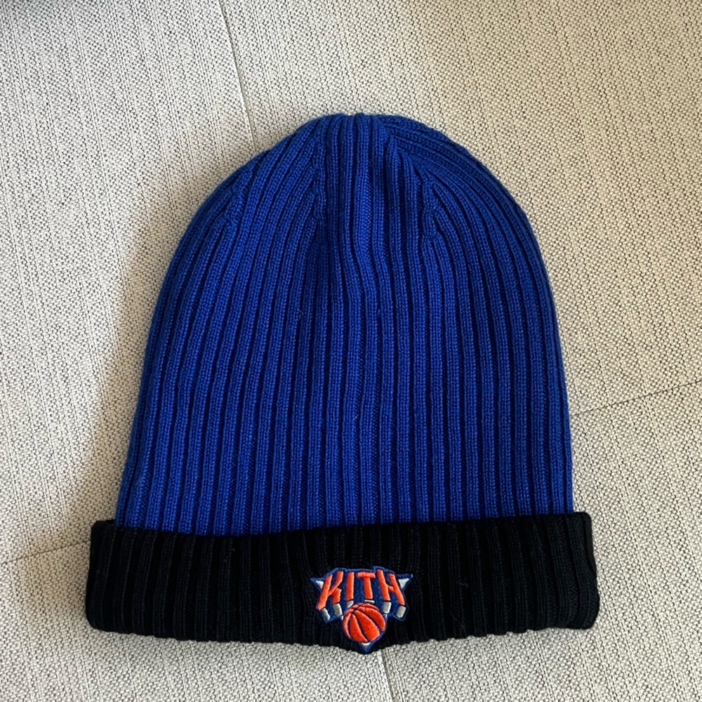 Kith NBA Black and Blue Ribbed Beanie - NBW